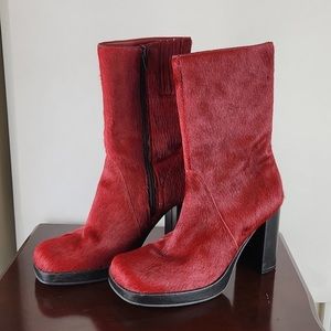 ❤️VINTAGE MIA red Fur Boots❤️